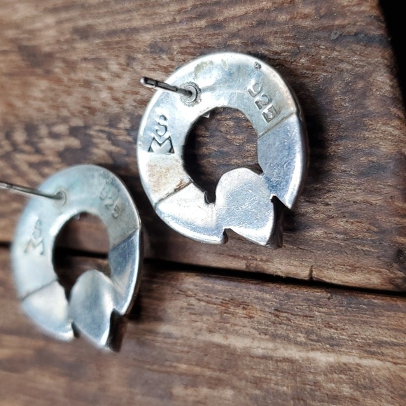 Solid Vampire garnet solid sterling silver doorknocker earrings E2164 antique - Picture 3 of 3